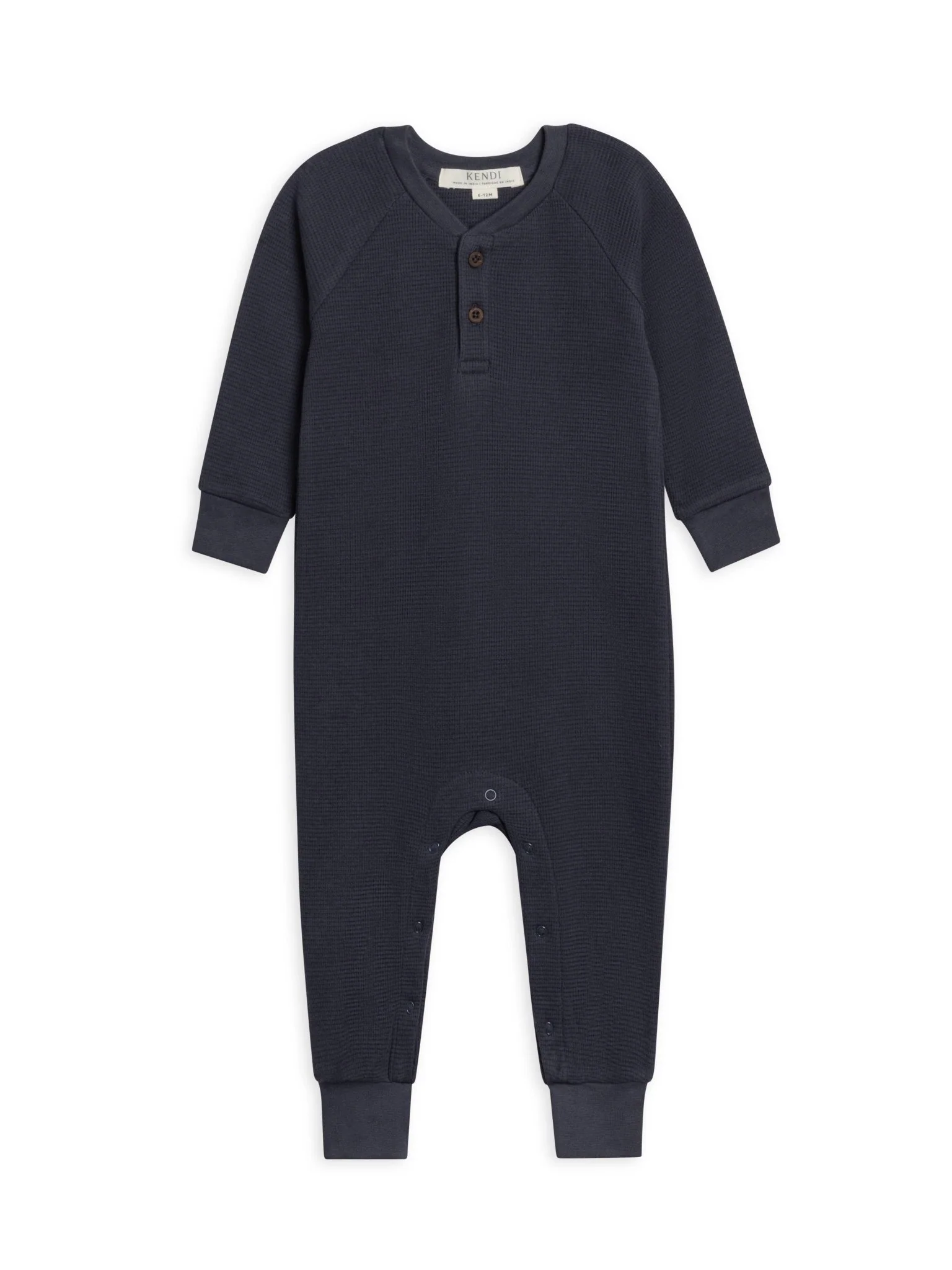Crosby Waffle Knit Henley Romper | Navy