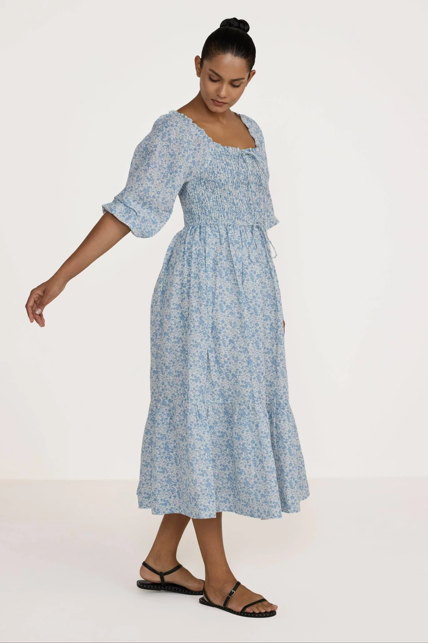 Organic Shirred Bodice Dress | Floral - Image 3