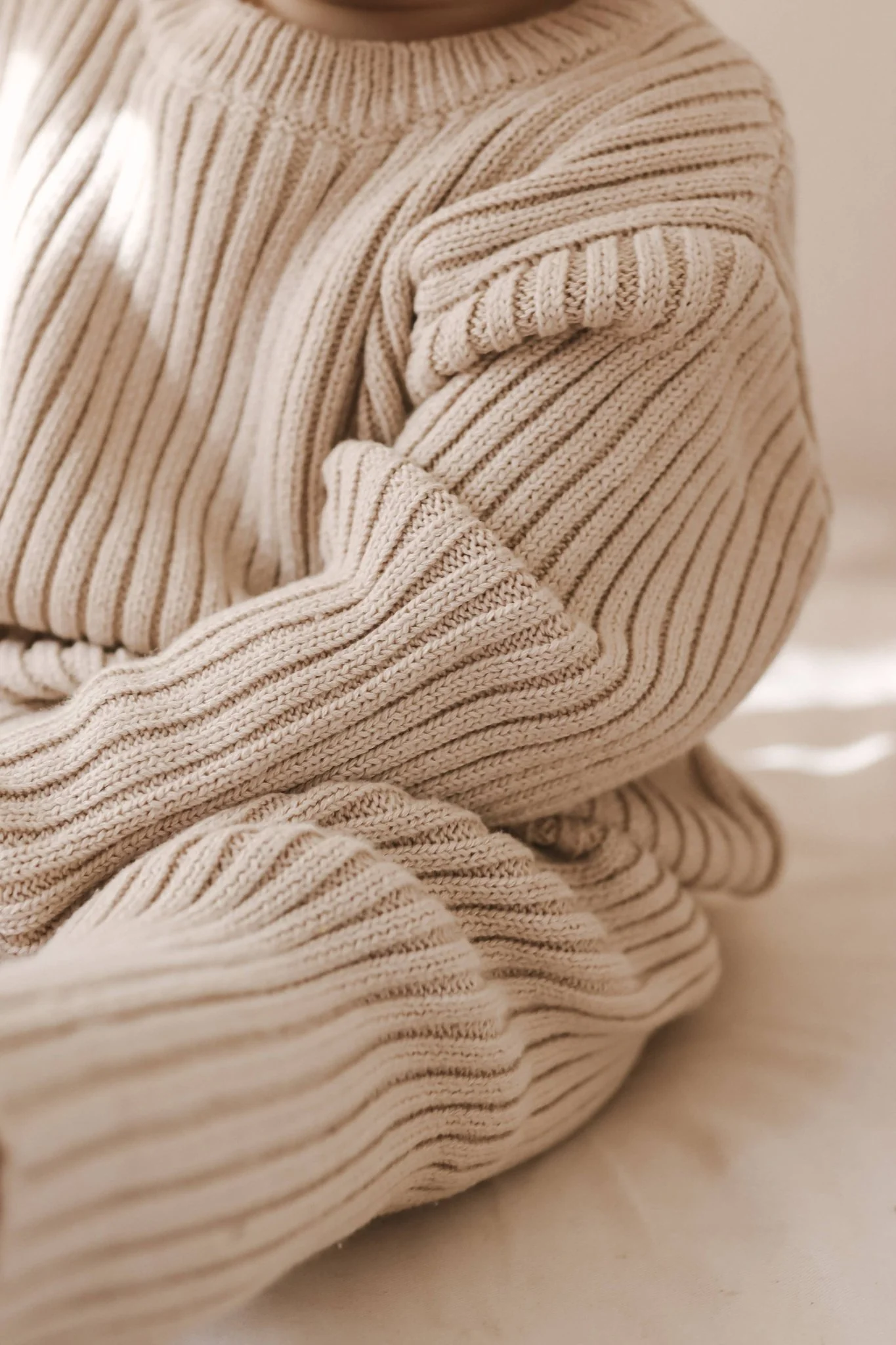 Baby Chunky Rib Leggings | Beige - Image 2