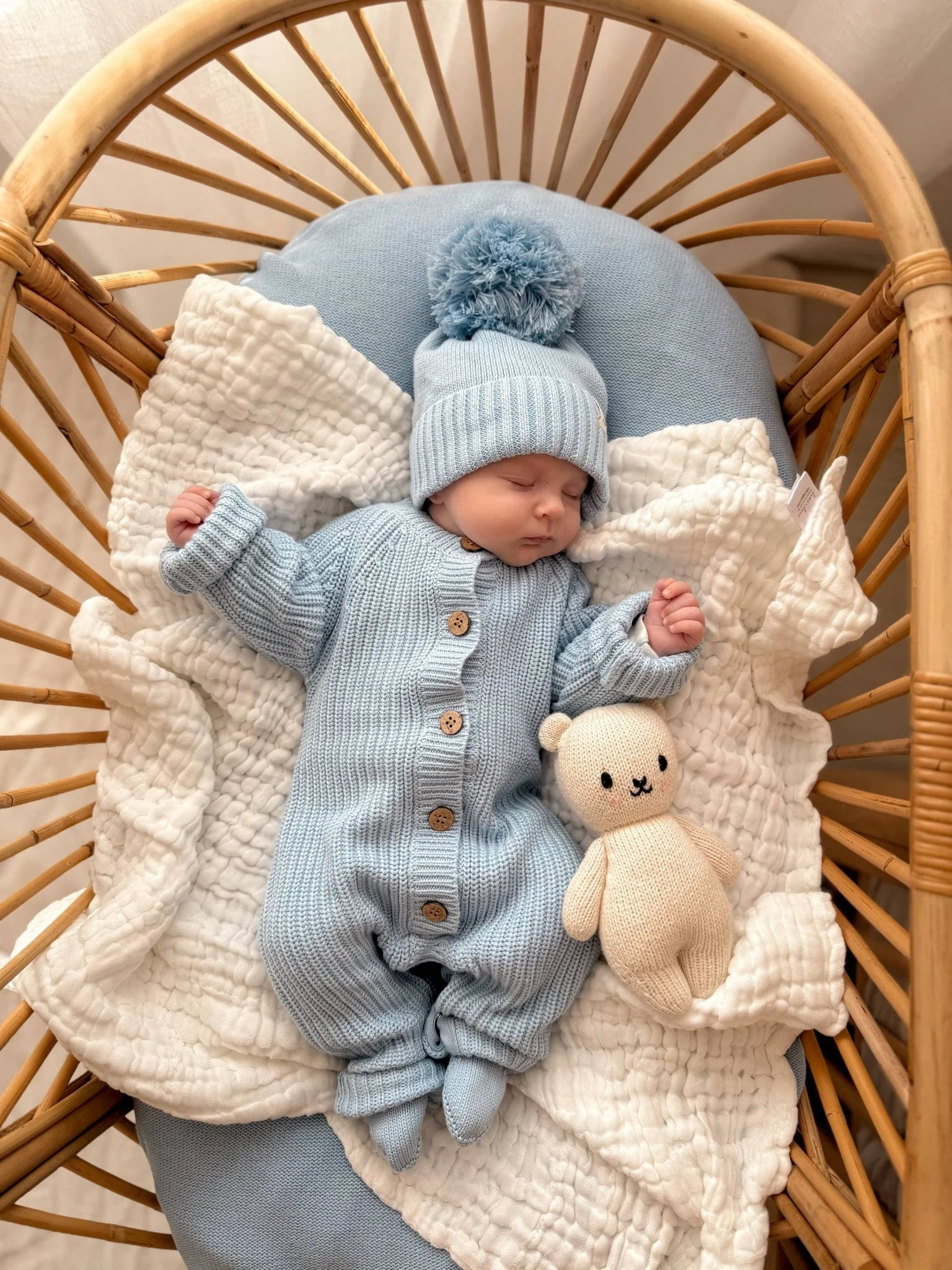 Classic Chunky Knit Jumpsuit | Powder Blue