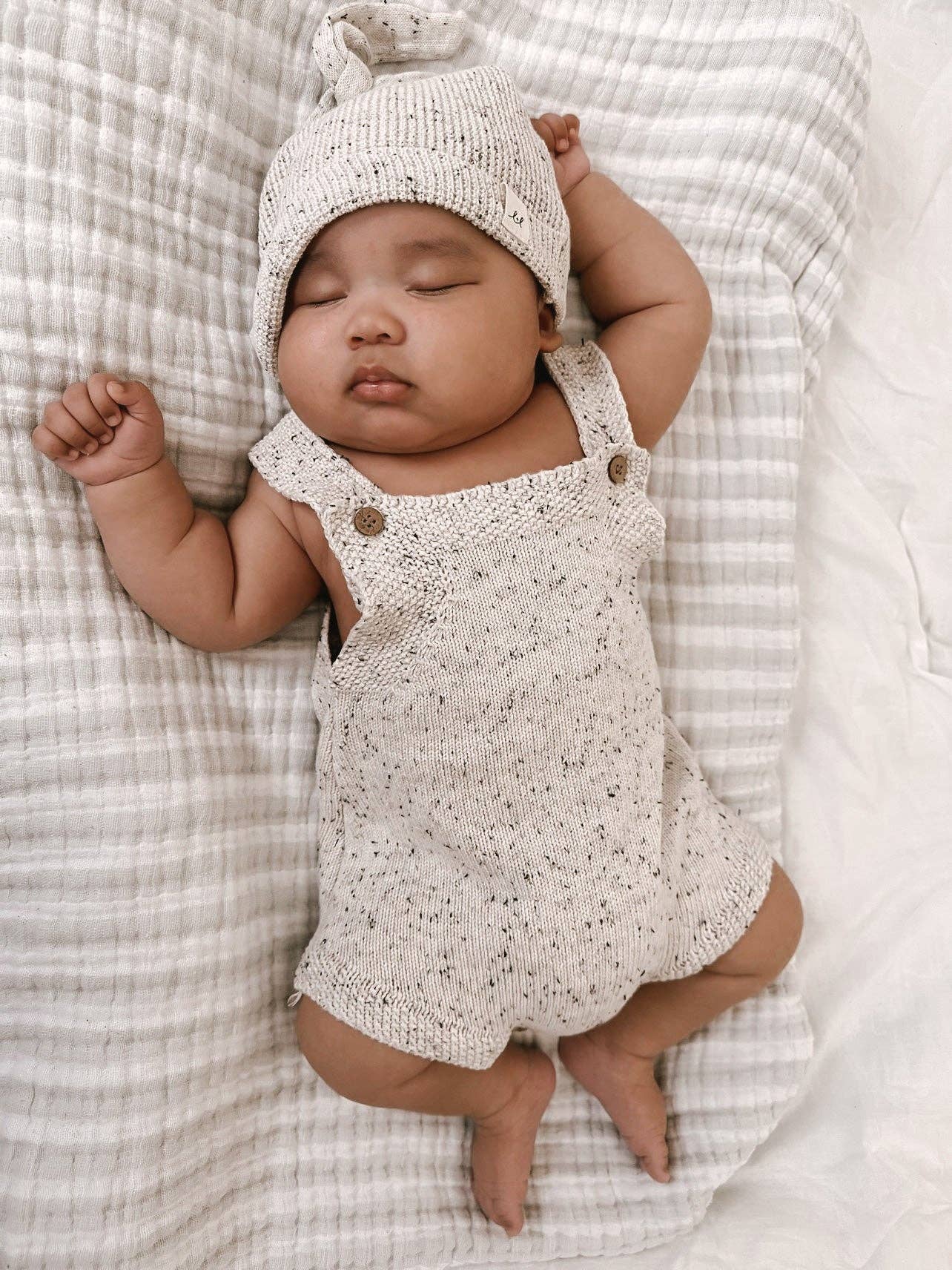 Organic Novelty Knit Romper | Black Speckle