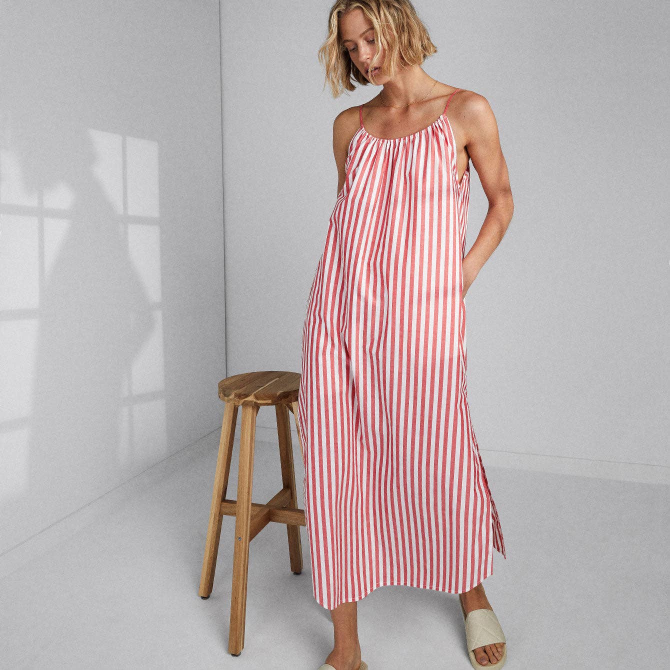 Airy Cotton Maxi Dress | Charmed Stripe