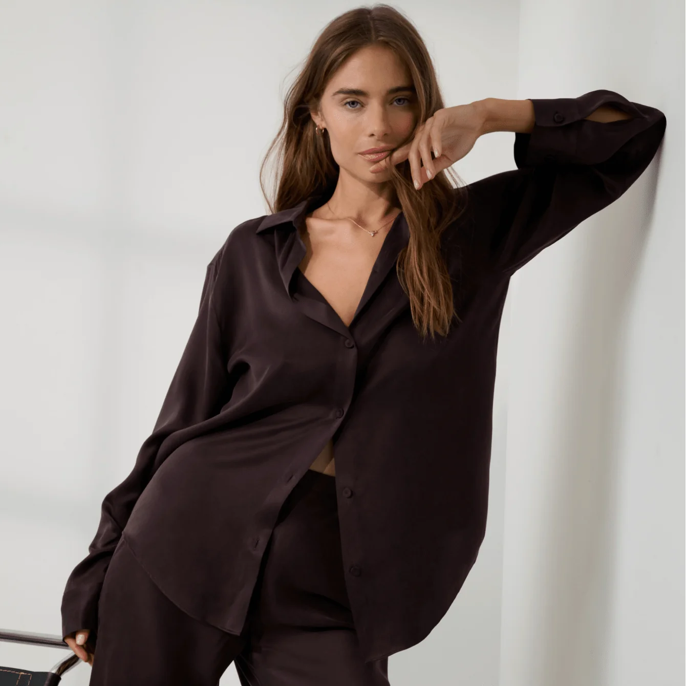 Washable Silk Ladder Stitch Button Down | Velvet Truffle