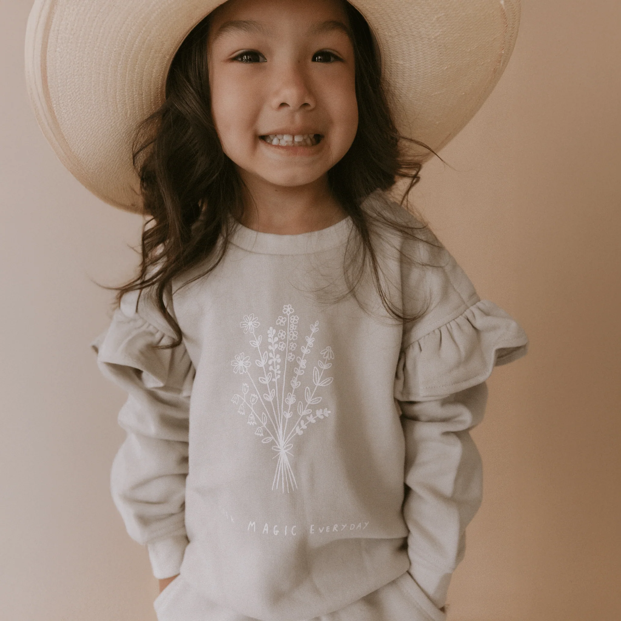 Organic Fleece Ruffle Sleeve Sweatshirt | Magic