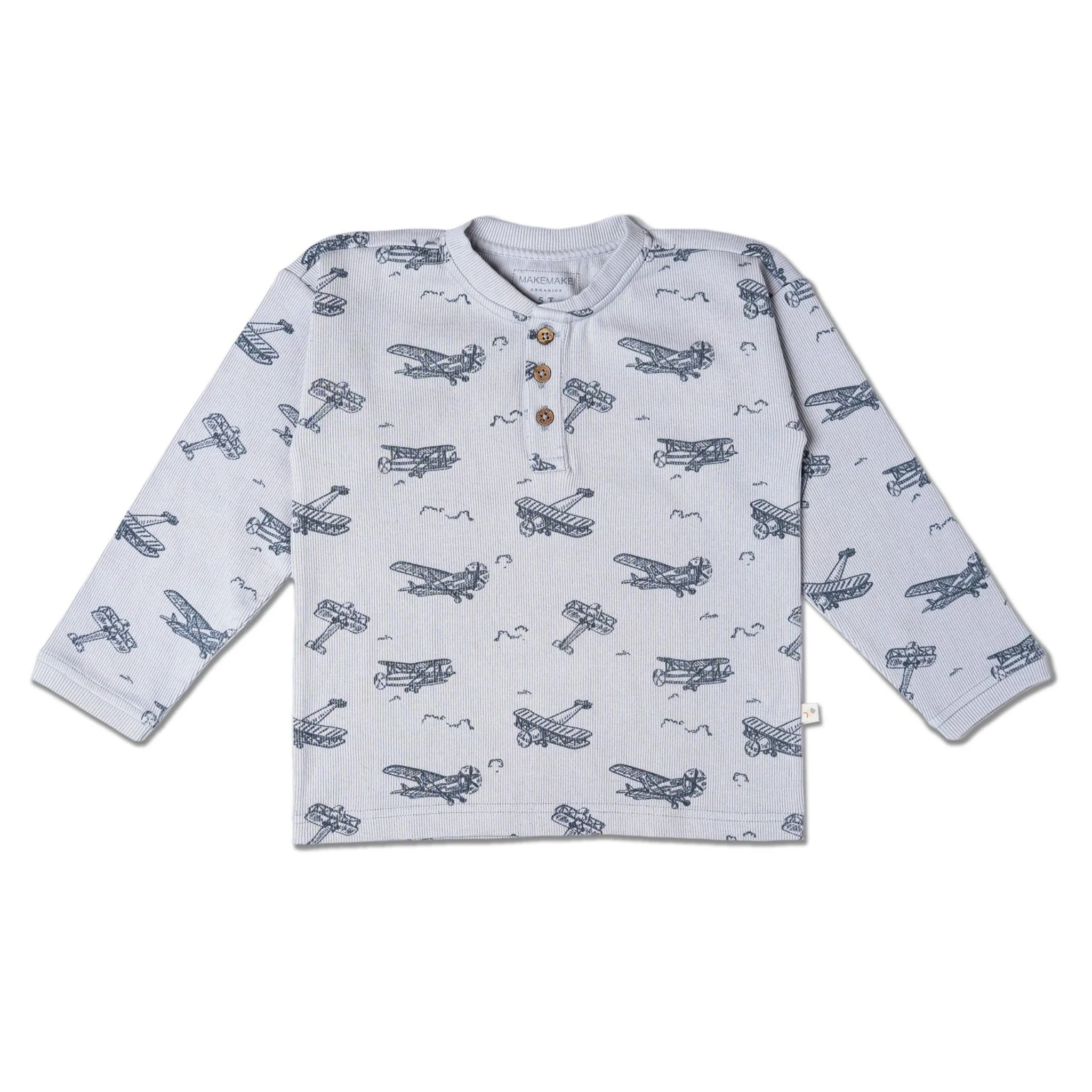 Organic Henley Tee | Airplanes - Image 2