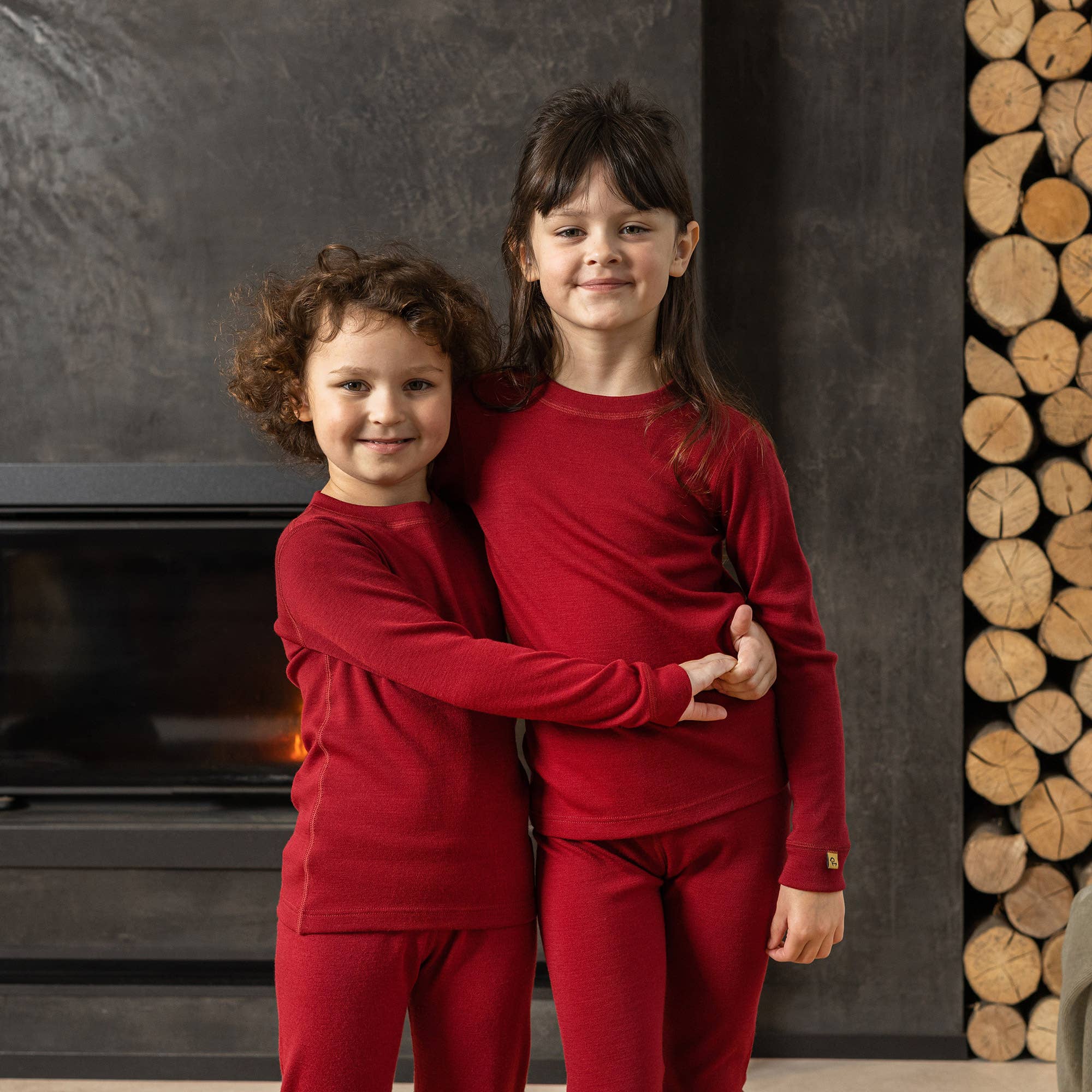 Kids' Merino 250 Long Sleeve Crew | Royal Cherry - Image 2