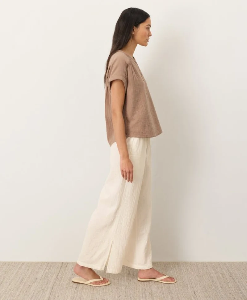 Organic Coastal Double Gauze Split Hem Pant - Image 6