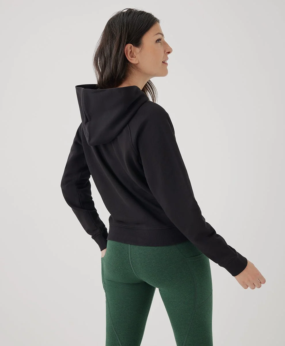 Women’s Organic Essential Loopback Terry Hoodie |  Black - Image 3