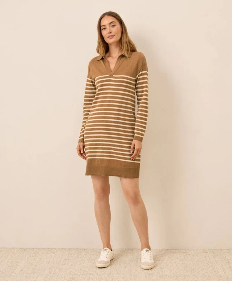 Women's Organic Classic Fine Knit Collared Sweater Dress - Image 2