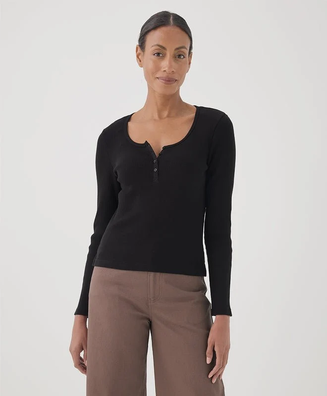 Women's Organic Favorite Rib Henley Long Sleeve Top