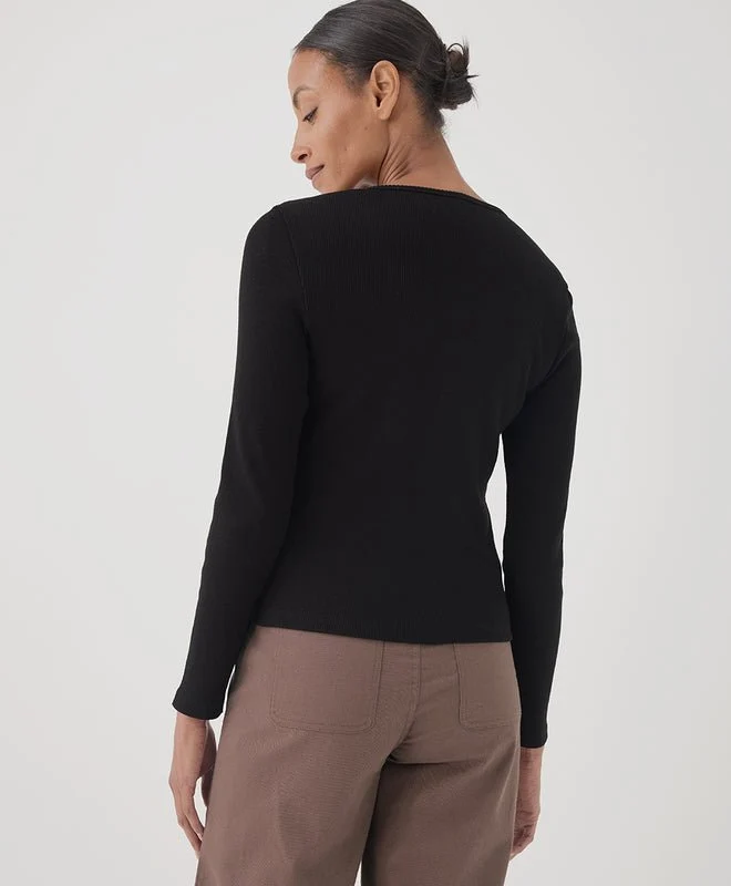 Women's Organic Favorite Rib Henley Long Sleeve Top - Image 5