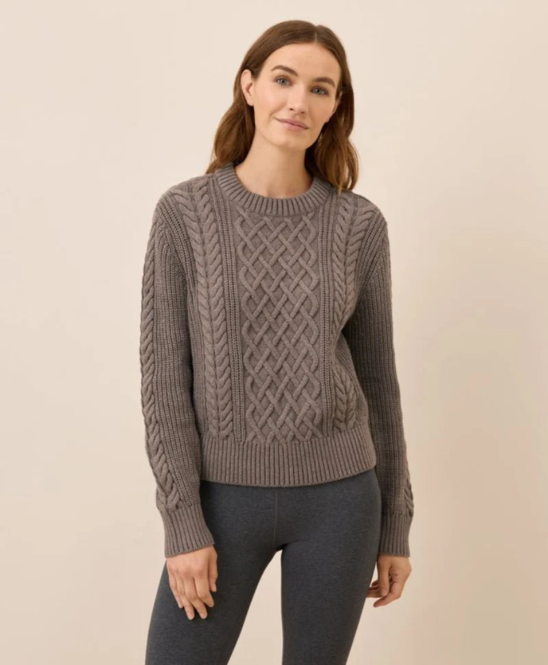 Women's Organic Luxe Knit Cable Crew Sweater - Image 12