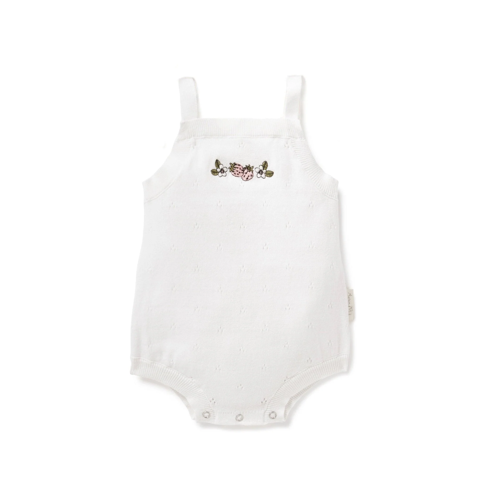 Strawberry Pointelle Knit Romper