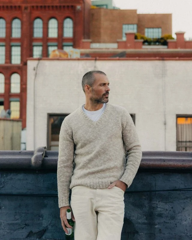 The Match V-Neck Sweater | Sable Merino Slub